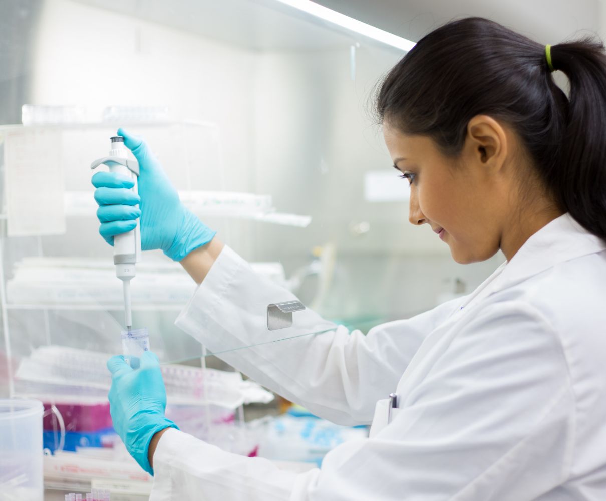 Scientist reviewing test sample